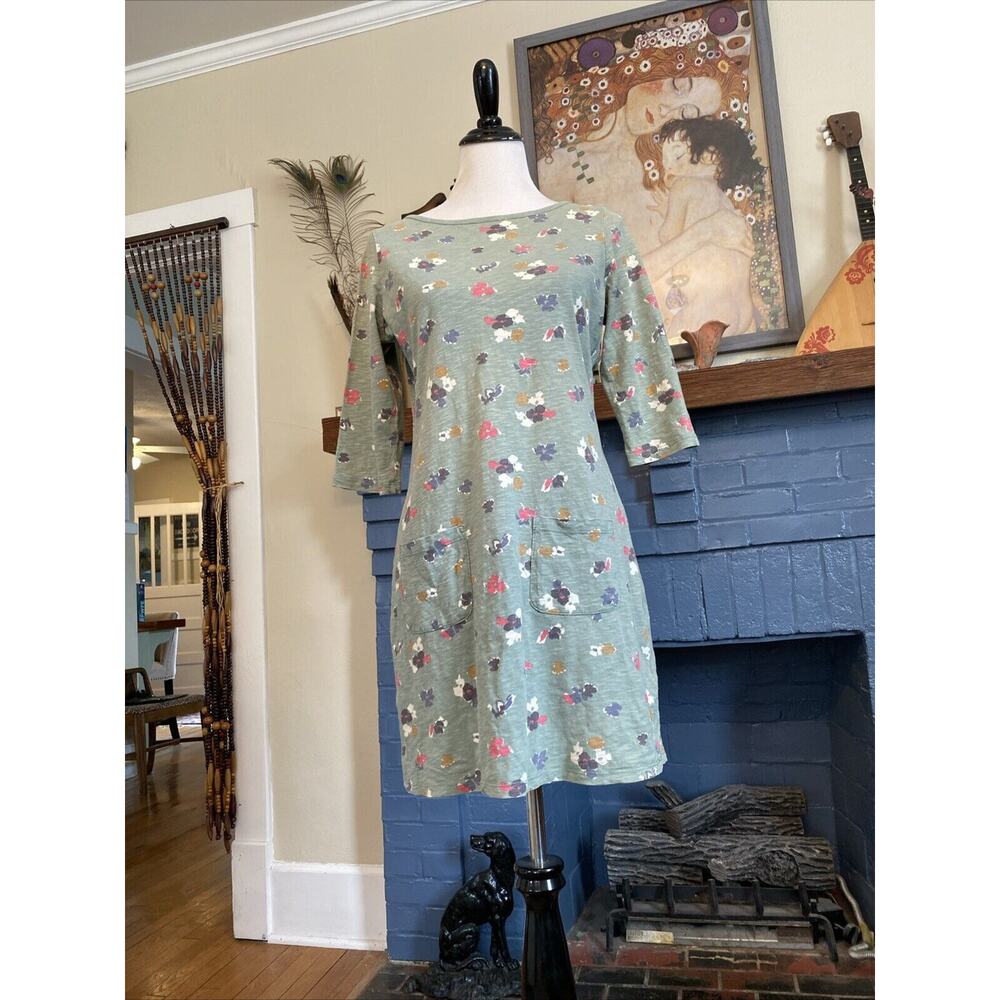 BODEN Sz 6 Tunic Dress 3/4 Sleeve Jersey Cotton Knit Floral Boho XS S Beachy - Picture 8 of 14